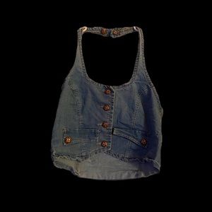 Women's halter Vest Denim Vest Open Back Vest Denim